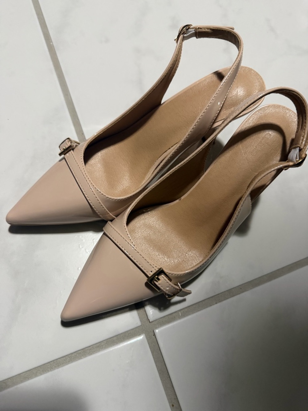 SHEIN Blush Nude Pointed-Toe Slingback Pumps